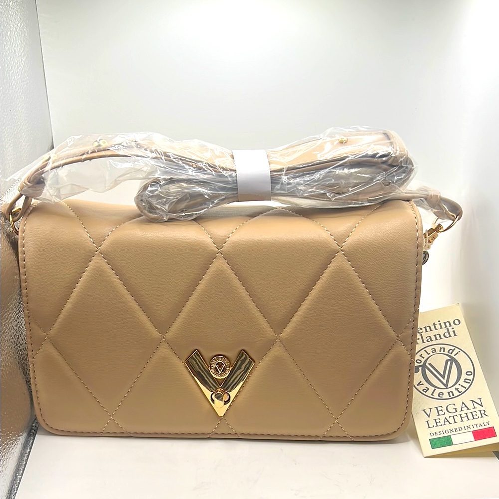 Valentino Orlandi Handbag / shoulder bag in Tan Vegan Leather NWT
